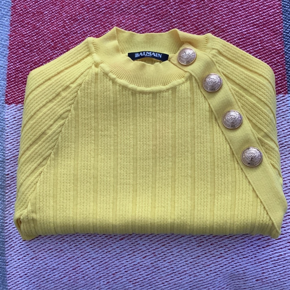 NWOT  Balmain Women's Button-embellished Knit Top - size S